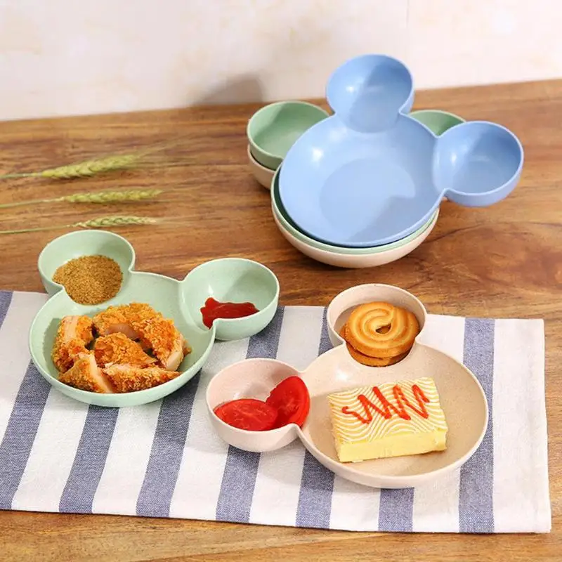 

Kid Cartoon Bowl Dishes Set Cartoon Mouse Lunch Box Children Infant Baby Rice Feeding Bowl Wheat Fibre Snack Plate Tableware