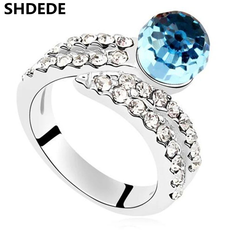 

SHDEDE Fashion Jewelry Crystal from Swarovski Exquisite Wedding Rings For Women Girl's Birthday Gift -12841