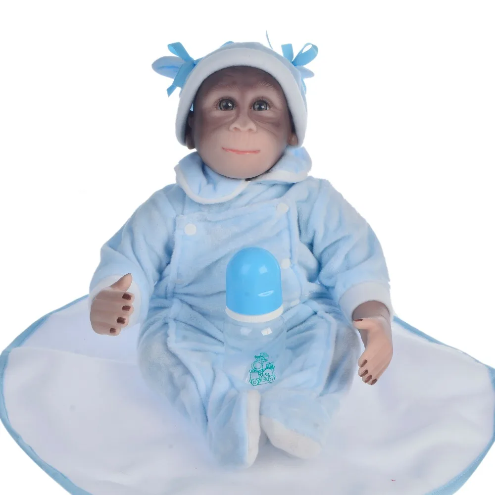 

Unique Reborn Baby Monkey Doll Silicone Hands and feet Lifelike Baby With a plush toy 46 cm Realistic Infant Doll toy for girls