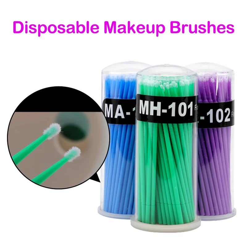 

13Color 100pcs Disposable Makeup Brushes Lint Free Micro Brushes Eyelash Extension Tool Glue Removing Tool