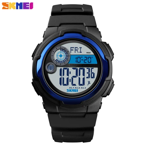 SKMEI Роскошные военные мужские часы для спорта на открытом воздухе шагомер калории мужские часы водонепроницаемые цифровые наручные часы Relogio Masculino - Цвет: Blue