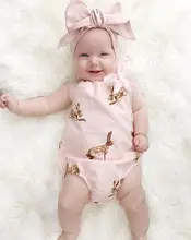 2pcs Cute Newborn Toddler Baby Girl Clothes Pink Rabbit font b Romper b font Jumpsuit Outfits