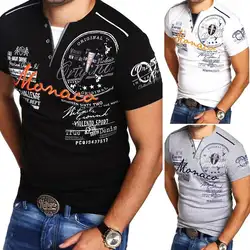 ZOGAA 2019 Мужская Повседневная рубашка-поло с v-образным вырезом и принтом поло летние высококачественные тонкие мужские рубашки поло