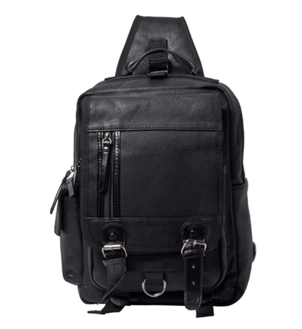 

New Men Chest Bag PU Leather Travel Riding Cross Body Messenger Shoulder Sling Back Pack Bags