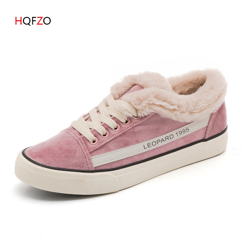 

HQFZO warm snow boots 2018 Canvas cotton shoes new arrival Sneakers autumn winter women shoes warm plush Insole Femme mujer