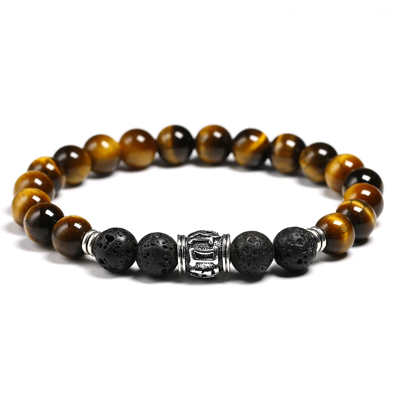 Men Bracelet Natural Tiger Eye Bead Tibetan Buddha Bracelet chakra Lava Stone Diffuser Bracelets Men Jewelry Gift Drop Shipping