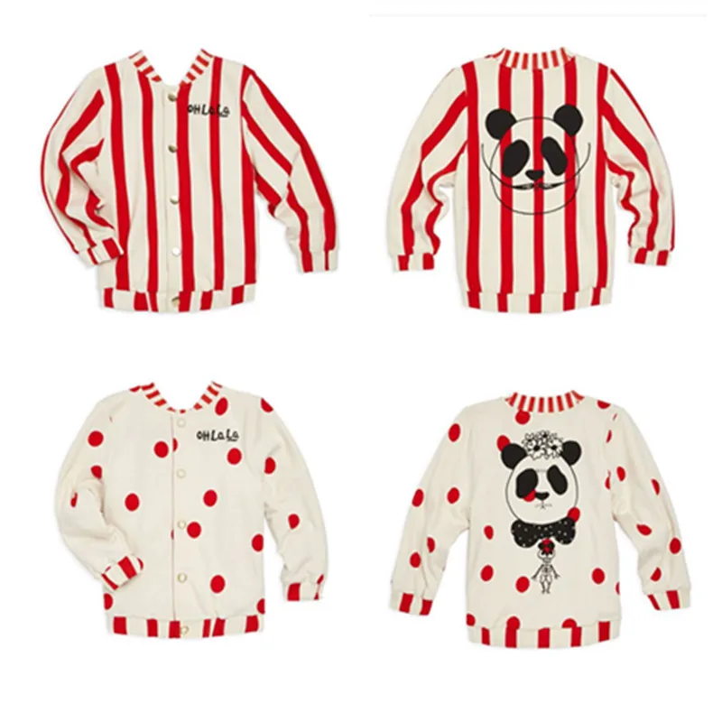 

BOBOZONE 2018 Autumn Winter striped panda Double-sided overcoat for kids girls boys