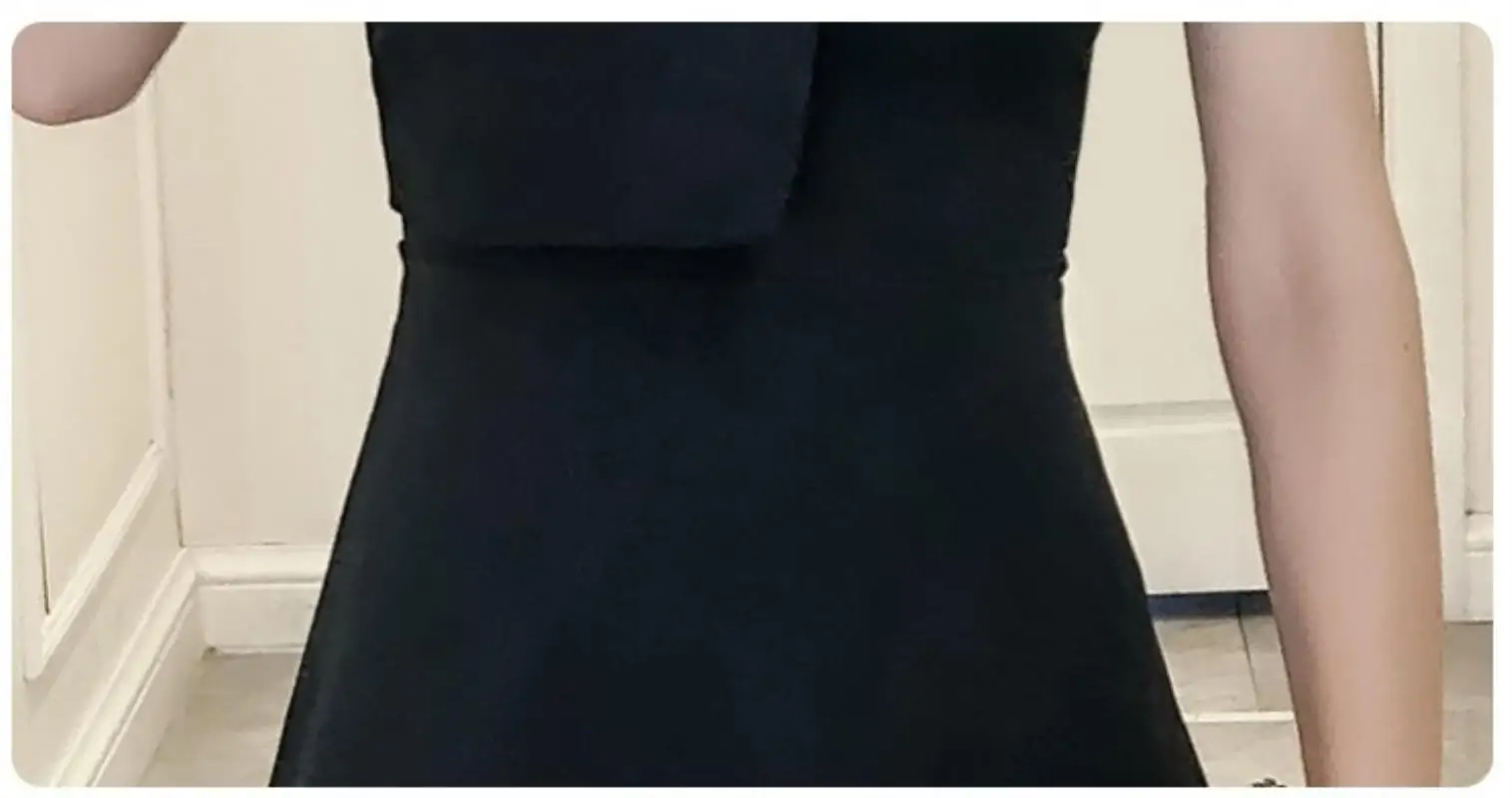 Summer new sexy back dress  metal ring hanging neck slim Asleeveless skirt 2018 Free Shipping