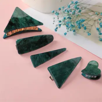

2019 New Fashion Women Girls Cute Acetate Geometric Green Simple Hair Clip Hairpin Headband Barrettes Headwear Hair Accessories