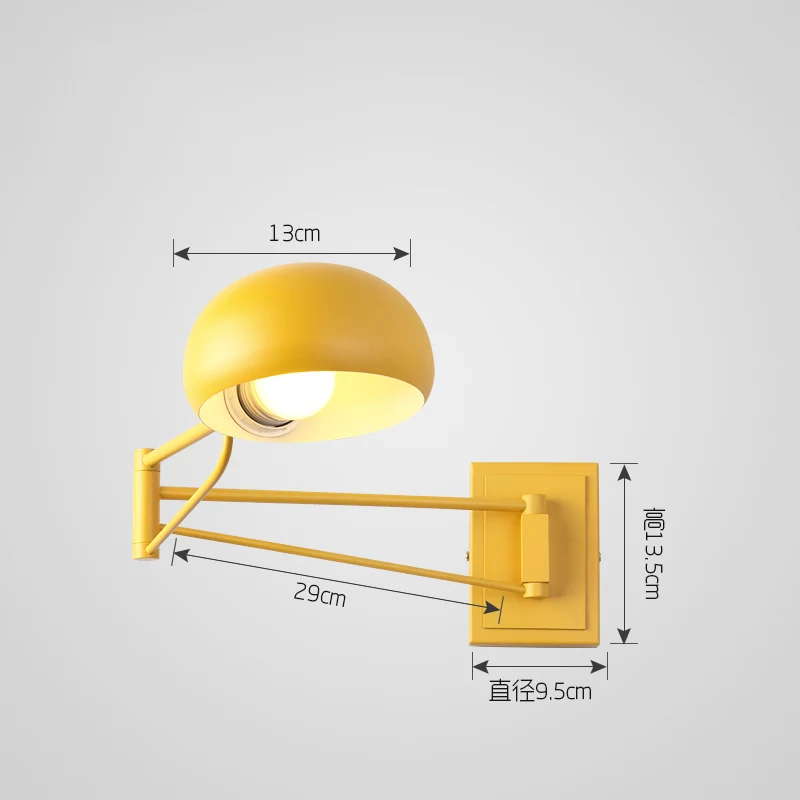 Artpad современный металлический креативный прикроватный светильник для спальни на стене, масштабируемый настенный светильник с длинными ручками для чтения и письма - Цвет абажура: yellow