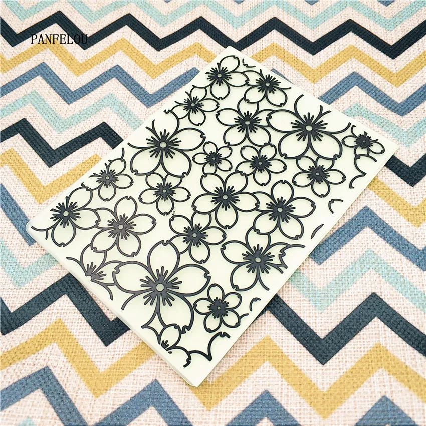 

PANFELOU cherry blossom Embossing folders Plastic For Scrapbooking DIY Template Fondant Cake Photo Album Easter Card Making