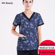 Модный принт хирургический скраб наборы Pet больница салон красоты стоматологическая клиника изоляция спецодежда униформа Комбинезоны для врачей
