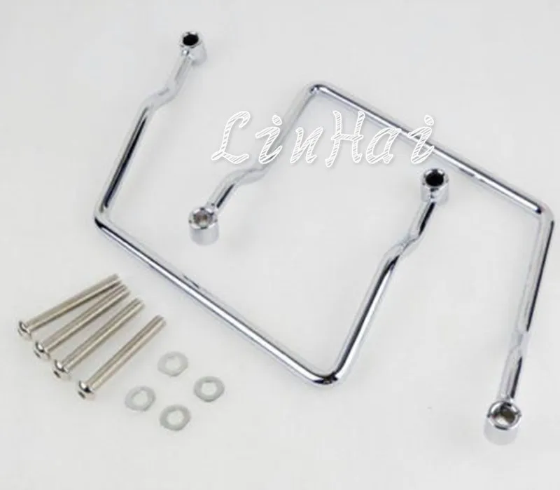 

Chrome Steel Saddle Bag Support Bar Mounts Bracket Fit For Yamaha V Star XVS 1100
