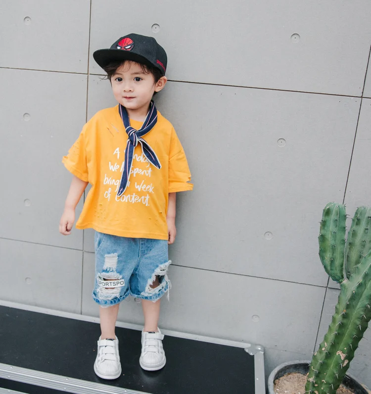 boys pants kids short jeans 2018 summer Solid Cotton Waist Pants for ...