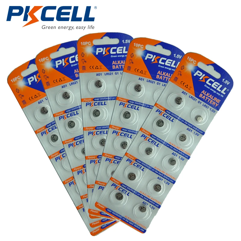 Wissen Toevoeging Vakantie 5Pack/ 50Pcs Pkcell AG1 Horloge Batterijen 1.5V AG1 364 621 SR621SW LR621  LR60 CX60 Alkaline Button knoopcel Batterij|ag1 364|coin cell batterywatch  battery - AliExpress