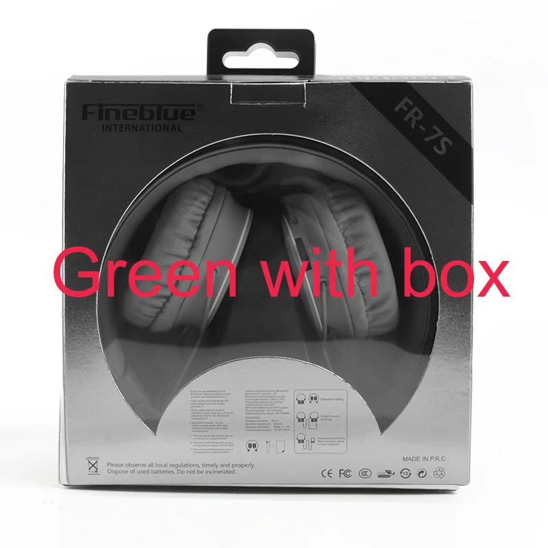 Настоящие Fineblue 4in1 Беспроводной Bluetooth наушники 3D стерео глубокий бас гарнитура TF карты MP3 плеер Fm радио разъем линейного входа HD микрофон - Цвет: Green with box