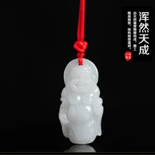 Натуральный светло-зеленый yu белый восковой Леброн стоящий Будда Кулон