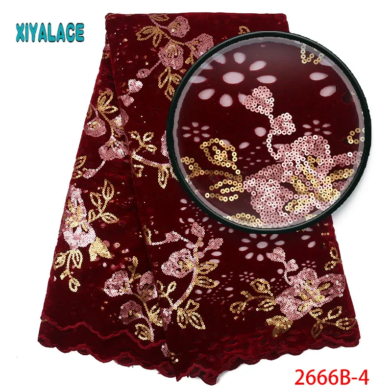 Африканская кружевная ткань Роскошная Высококачественная французская органза блестки кружевная ткань бархатная ткань кружева ткани для свадьбы YA2666B-2