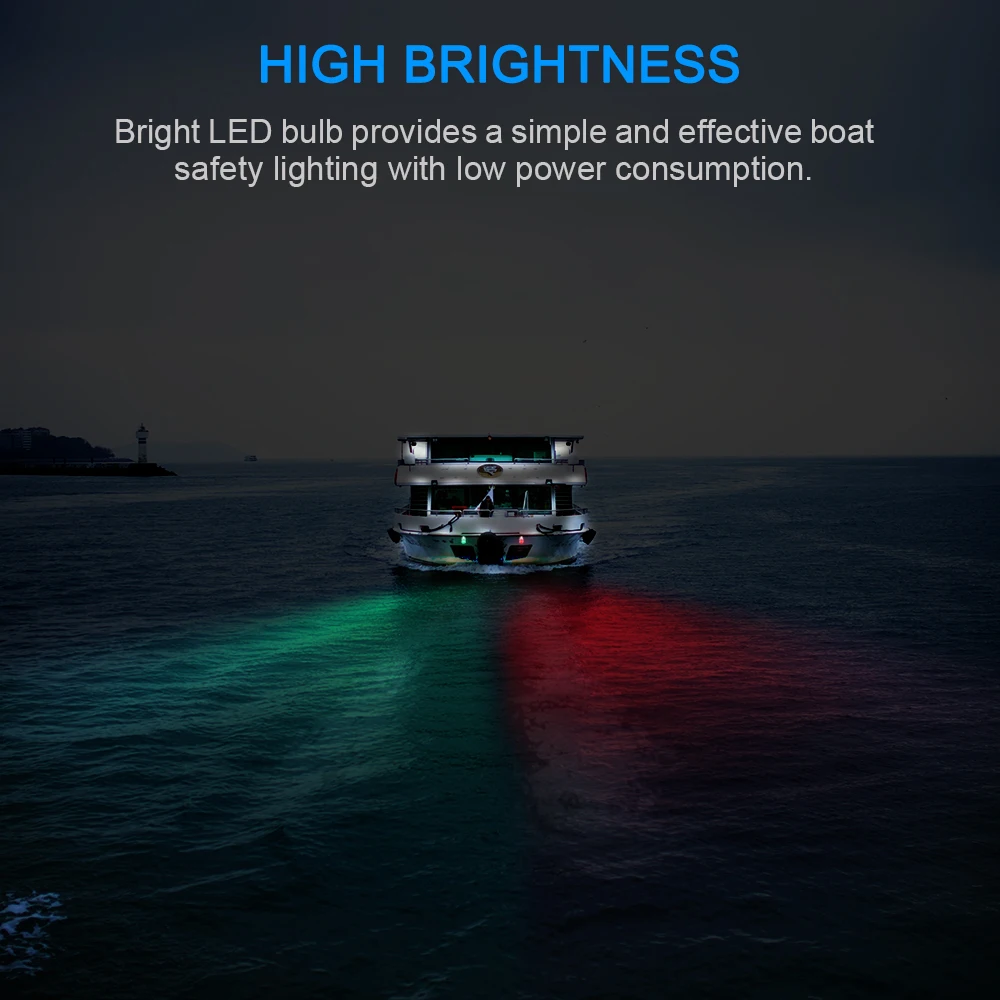 Универсальный морской яхты навигационный свет светодиодный 360 градусов круглый свет 12 в красный/зеленый/белый навигационный сигнал огни