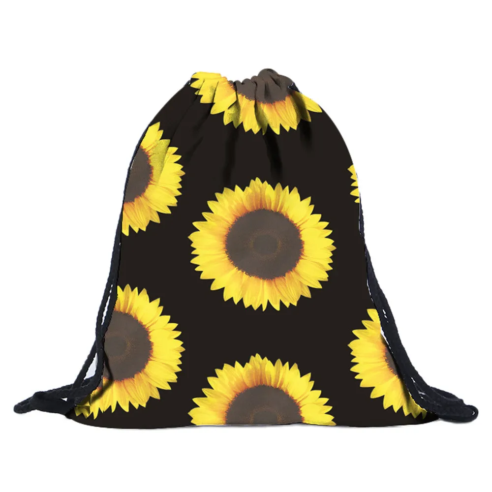 

Sleeper #501 2018 NEW Unisex Sunflower 3D Printing Bags pouch Drawstring pocket bags Rucksack light weight soft Free Shipping