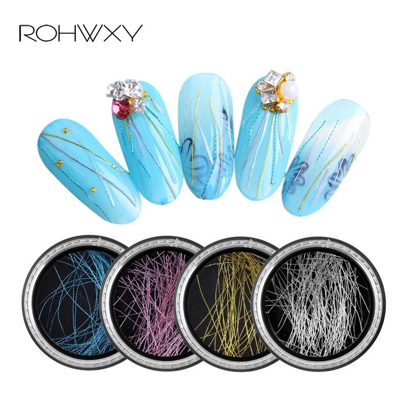 

ROHWXY 1 Box Nail Art Decorations Colorful Line Nail Art Tips for Manicure DIY Design Accessories