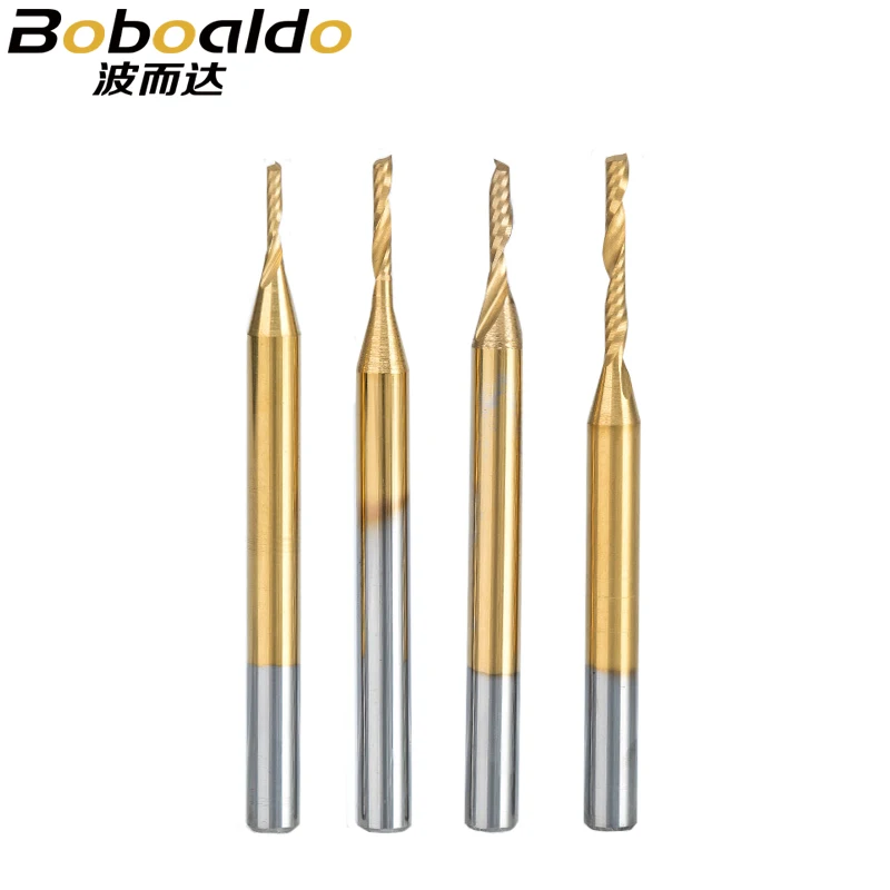 

1pc 3.175mm TiN Coating Single Flute Spiral Cutter router bit CNC end mill carbide milling cutter Machine Accessories