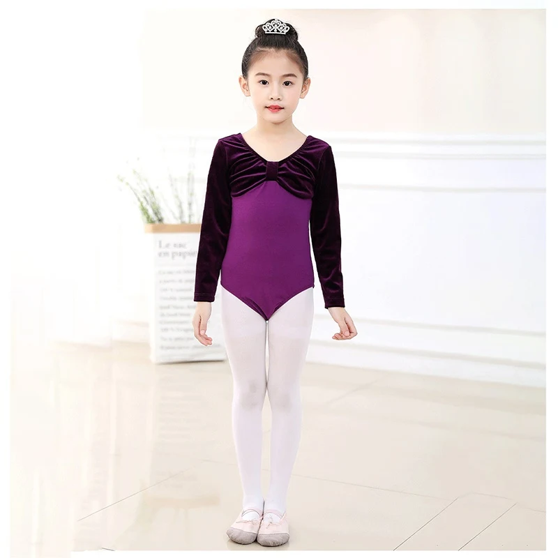 

New Children's Dance Clothing Spring Summer Practice Dance Clothes Long-Sleeved Gold Velvet Suits Thickening Performance