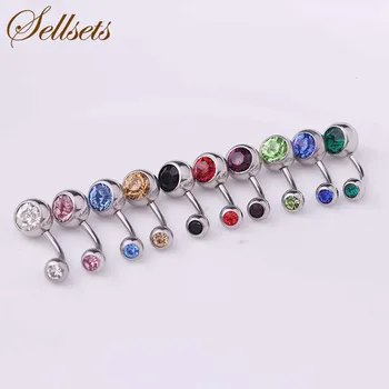 

Sellsets Mixed Wholease 50pcs/lot Stainless Steel Body Jewelry Double Crystal Helix Navel Piercing Ombligo Belly Button Rings