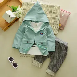 Комплект одежды для маленьких мальчиков осень костюм из хлопка 3 шт. весна малышей спортивный костюм дети мода толстовки от 1 до 2 лет