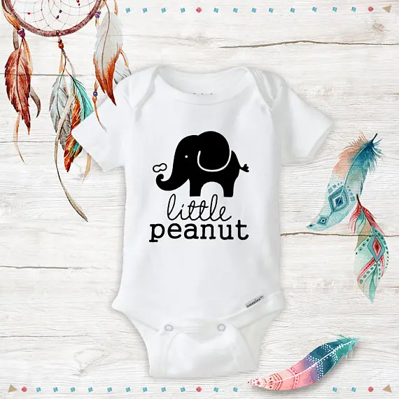

0-24M Infant Newborn Baby Boy Girl Short Sleeve Letter Print The Elephant Peanut Cotton Romper Jumpsuit Summer Clothes