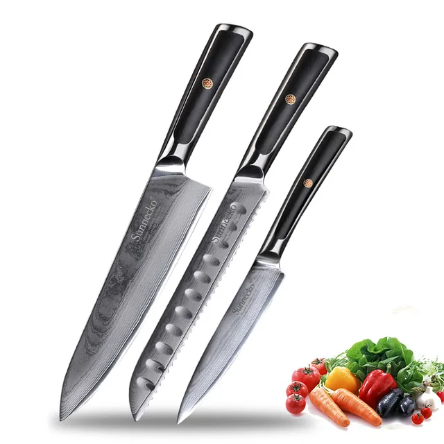 Modern Style – 3 Knives Set (A) – 73-layer Damascus (S&J Elite Series)