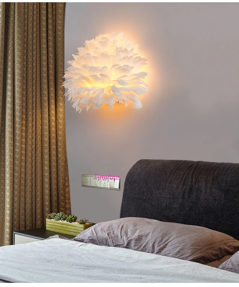 Нордический настенный светильник современный светодиодный настенный светильник простой гостиной креативный перьевой светильник для