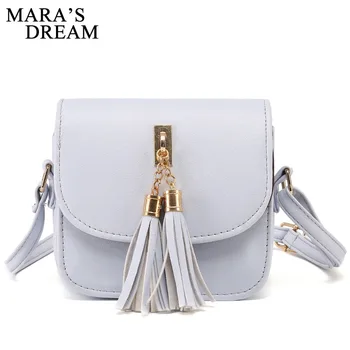 

Mara's Dream Women PU Saddle Bag Candy Color Solid Handbag Tassel Hasp Luxury Handbags Women Bags Designer 2018 Evening Bags