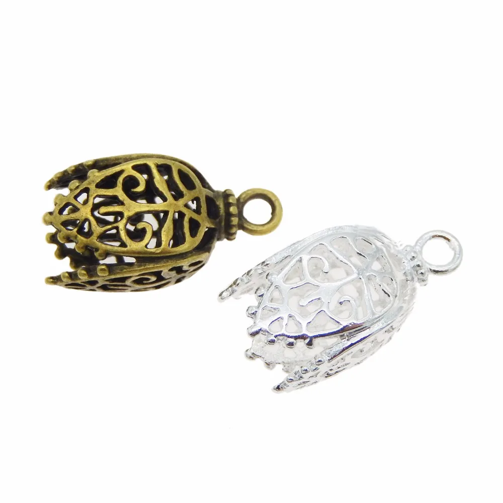 

GraceAngie 4PCS Copper Antique Bronze Silver Hollow-Pattern Pendant Finding Handmade Fashion Jewelry Charms Mixed Color