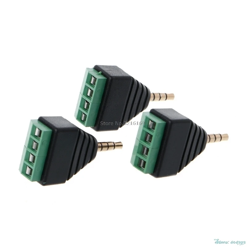 

For 3Pcs/Set Video AV Balun 3.5mm 1/8 Stereo Male to AV 4 Screw Terminal Plug Connector Promotion