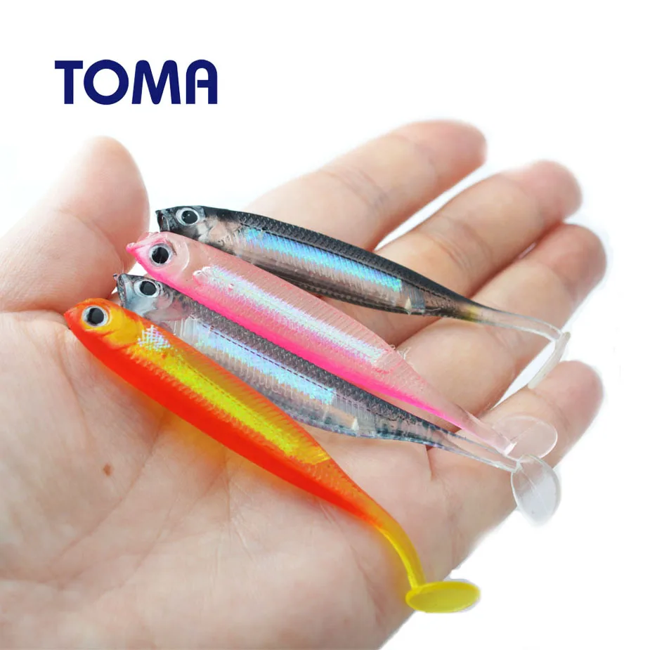 TOMA 8 шт. T Tail Jig Head Fly мягкие приманки Рыболовная Приманка 2,2 г 7,5 см мягкая рыболовная приманка плавающие наживки рыболовные снасти