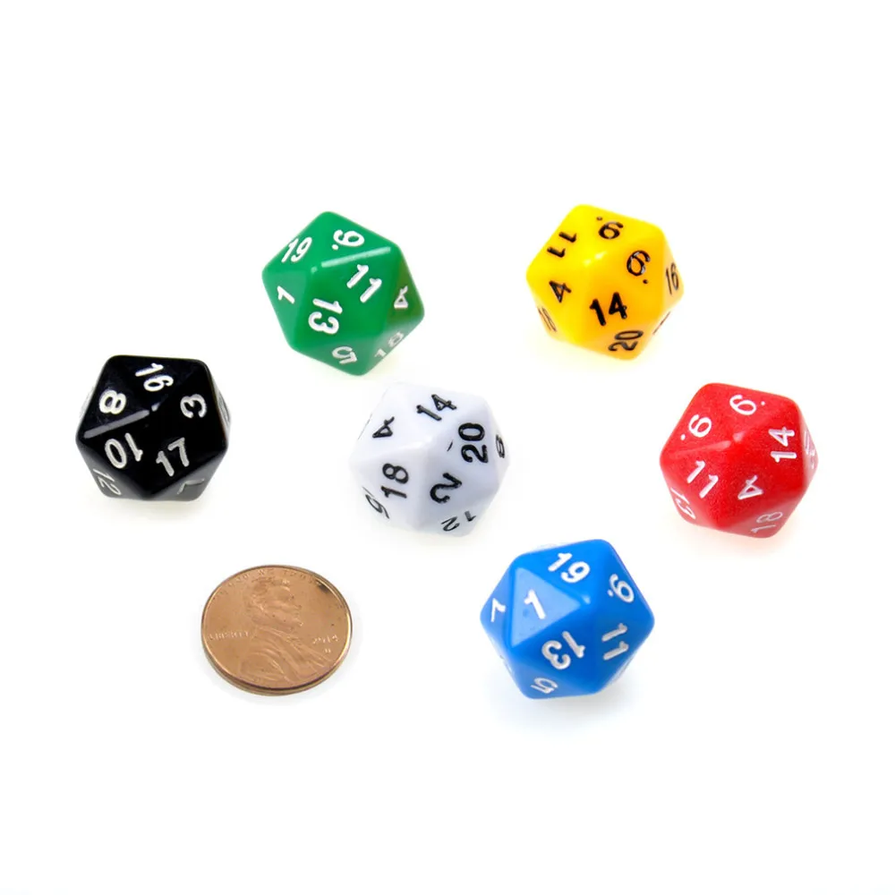 6 комплектов D20 Dice Twenty Die RPG D & D шесть непрозрачных цветов Мульти полимерные граненые для сторон кости поп для игр