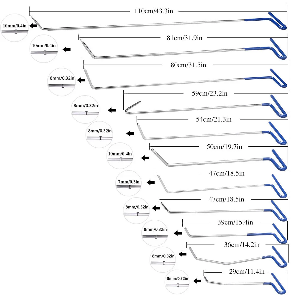 PDR инструменты инструмент для разборки штанги крючки хвосты Кита стержень