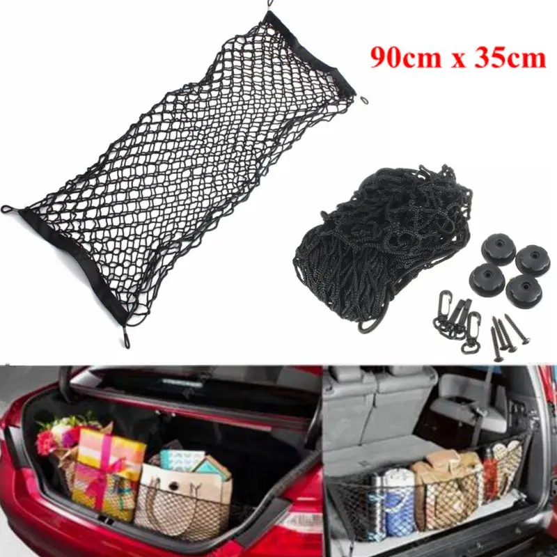 90x35cm Elastic Car Mesh Cargo Net with 4 Plastic Hooks Automobile