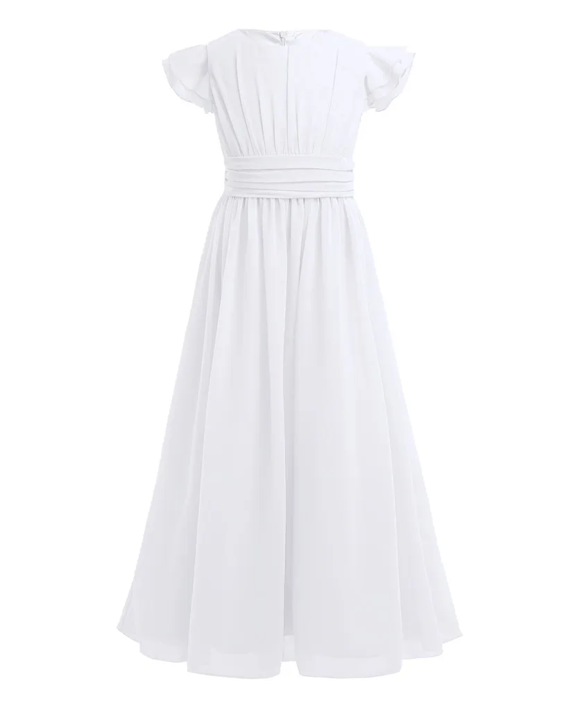 iEFiEL Sleeveless Kids Teenage Flower Girl Dress Floor Length Pageant Wedding Party Formal Occassion Wedding Girls Tulle Dress- HTB14IEThIbI8KJjy1zdq6ze1VXaG