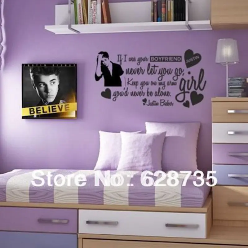 Us 4 91 30 Off Justin Bieber Boyfriend Children Wall Art Mural Sticker Poster Vinyl Decal In Wall Stickers From Home Garden On Aliexpress