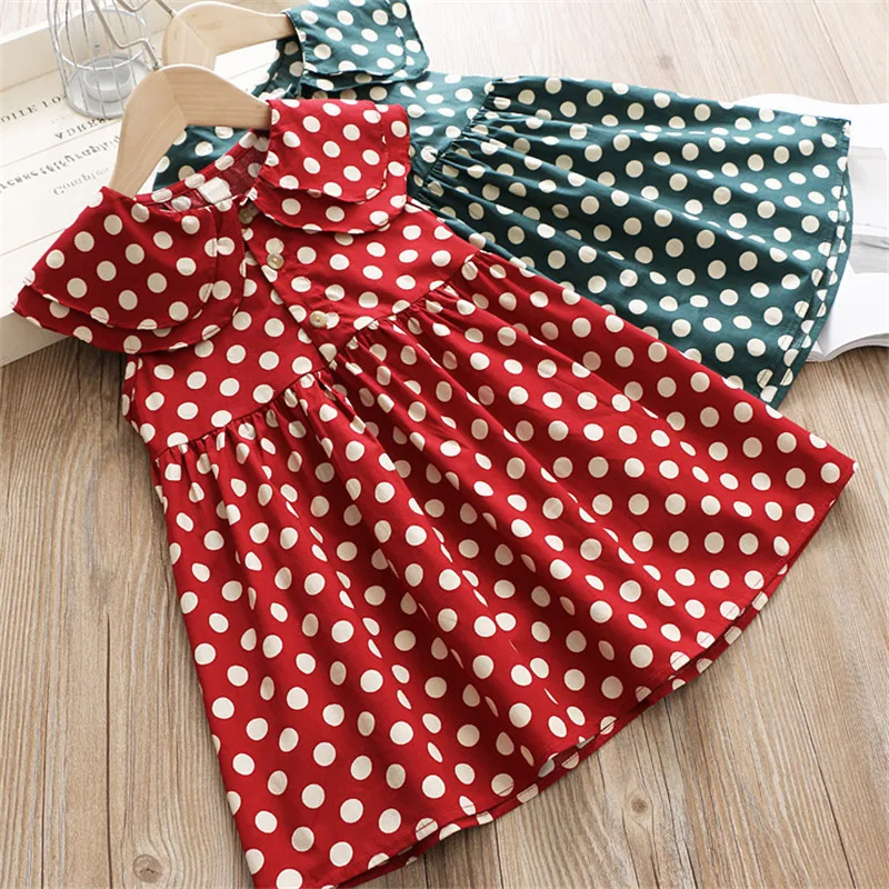 

Mihkalev Pattern dot girl dress summer kids dresses for girls party tutu dress 2-8year children birthday party dress costume