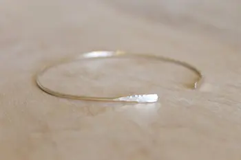 

PINJEAS Hammered Stacking Bangle 2pcs Cuff Minimalist Bracelet Textured Bangle Adjustable Bangle Open Bangle mom gift