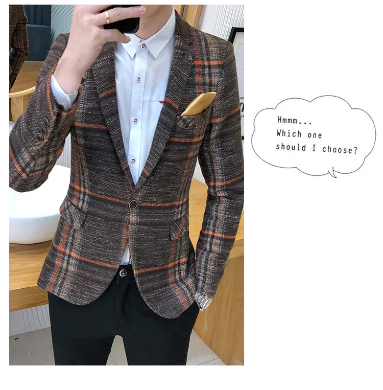 Модный мужской повседневный бутик деловой костюм/мужской клетчатый пиджак с узором "гусиная лапка"