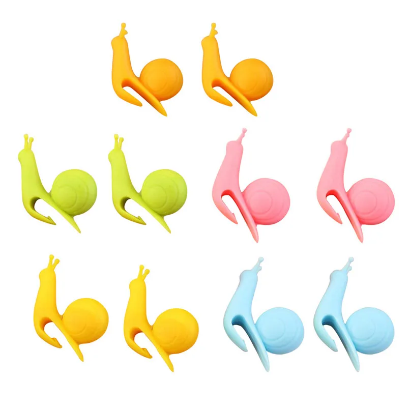 10pcs Tea clip Tea Bag Holder Cute Snail Shape Silicone Tea Bag Holder Cup Mug Candy Colors Gift Set 5 colors #2h08 (1)
