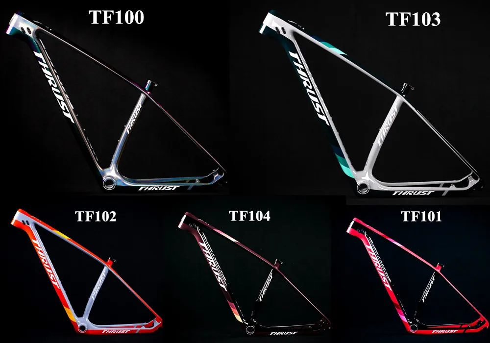 Discount THRUST Bicycle Frame 29er 27.5er Mountain Bike Carbon Frame Size 15 17 19 BSA BB30 Disc Brake Tapered Carbon mtb Frame UD Black 24
