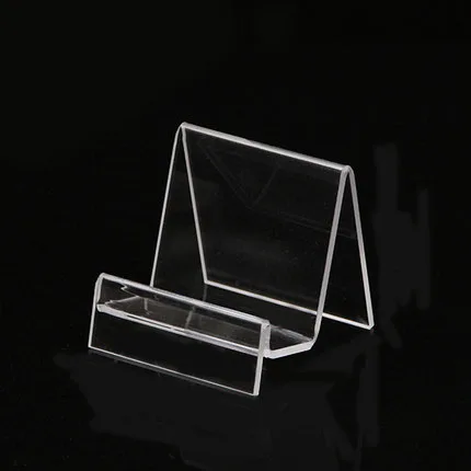 1Pc Perspex Clear Acrylic Wallet Phone Books Tablet Display Stand Organizer Holders Small Jewelry Rack mobile cell phone stand x type clear acrylic shoes holder wallet purse exhibition table medicine bottle display rack