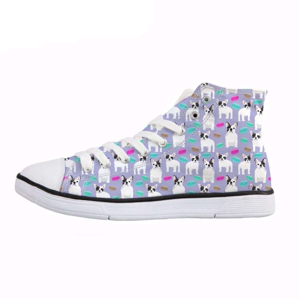 

NOISYDESIGNS French Bulldog Print Women's Canvas Shoes Fashion Lace-up Vulcanize Shoes for Girls Students Summer Sneakers Ladies