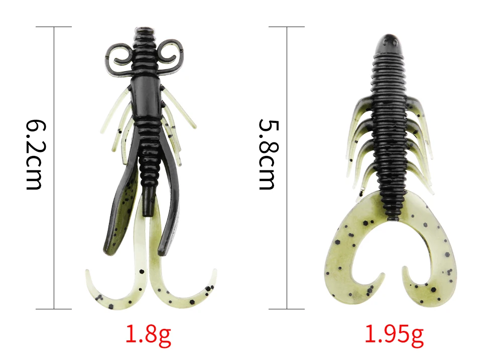 Spinpoler 8 шт./компл. существо, Мягкая приманка для рыбалки приманки искусственные черви Рыбная приманка 4,5 см-6,2 см воблеры креветок для Jig Head