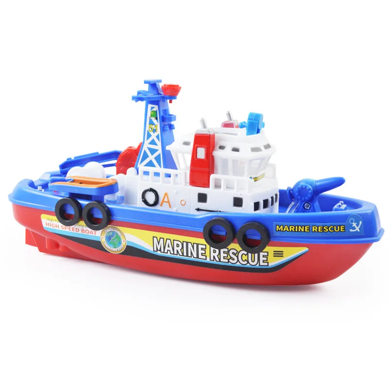 Детский Электрический высокоскоростной музыкальный светильник, лодка, морская спасательная модель, пожарная лодка, игрушки для мальчиков, распылитель воды, пожарная лодка, обучающая игрушка